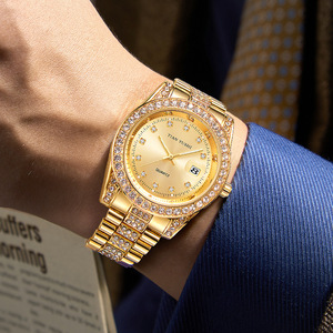 Montre pour homme personnalisable, mode, affaires, haut de gamme, étanche, sertie de diamants, montre-bracelet de luxe à quartz - Product Image 3