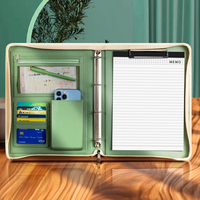 Portafolio Vintage A4, Carpeta de Negocios de Cuero PU con Cierre de Cremallera, Soporte para Teléfono, Ranuras para Tarjetas para Trabajo y Viajes