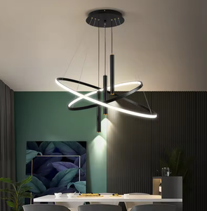 Illuminazione dello zelo Design moderno semplice <span class=keywords><strong>lampadari</strong></span> a cerchio pendente anello chiaro nero <span class=keywords><strong>con</strong></span> faretto - Product Image 3