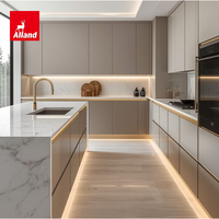 Armoires de cuisine en contreplaqué sur mesure Alland, style moderne, ensemble d'armoires de cuisine modulaires intégrées, prêtes à assembler pour appartement