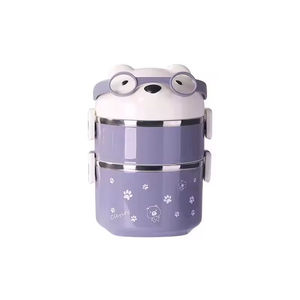 Lonchera Portátil de Doble Capa con Diseño de Oso de Dibujos Animados para Estudiantes y Trabajadores de Oficina, con Mesa - Product Image 6