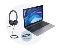 Auriculares con Cable Yealink UH37, USB-C/A, Micrófono Dual, Reducción de Ruido, EQ Dinámico, Auriculares con Cable sobre la Oreja