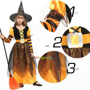 Bonitos disfraces de <span class=keywords><strong>bruja</strong></span> para niñas de Halloween con sombrero, traje de fiesta elegante, disfraz de Hada, murciélago de calabaza, conjunto de disfraz de princesa para niñas - Product Image 6