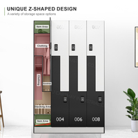 Vestiaires de Gymnastique en HPL Type Z à 6 Portes avec Finition Bois, Armoire de Rangement HPL avec Banc – Vente Directe Usine
