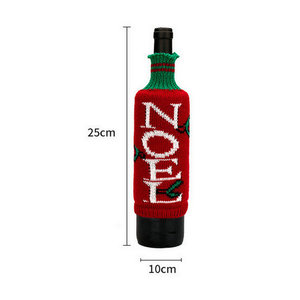 Nuevas Decoraciones Navideñas, Funda de Botella de Vino Tejida en Lana Acrílica a Rayas, Funda para Botella de Vino Tinto o Champán con Letras - Product Image 2