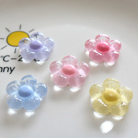 Série d'accessoires de décoration florale transparente : sculptures en résine, cabochons à dos plat pour épingles à cheveux, coques de téléphone, scrapbooking et bijoux DIY