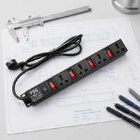 Unité de distribution d'alimentation universelle DF, 4 prises, PDU pour rack, interrupteur individuel, fusible, 230V 16A, alliage d'aluminium, noir, modèle antistatique