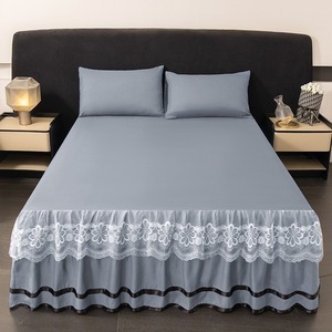 Juego de faldones de cama de doble capa, colcha estampada, sábana bilateral, faldón de cama - Product Image 6