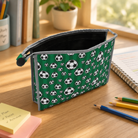 Pochette Organisateur Zippée Personnalisée à Motif Football, Sac de Maquillage Portable en Polyester, Trousse de Cosmétiques, Sac de Sport, Trousse à Crayons – Vente Chaude