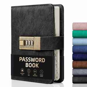 Password Keeper A5 Spiral Hardcover PU Leather Address <b>Book</b> High Quality Thick Design Pages Diary with Lock - Product Image 1