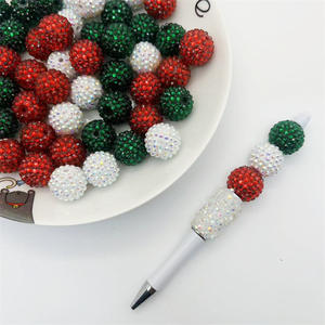 Venta al por mayor caliente resina colorida diamantes de imitación cuentas redondas 20mm cuentas de acrílico al por mayor para la fabricación de joyas de pluma de cuentas - Product Image 1