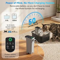 Bebedero Automático para Gatos de Acero Inoxidable de 3.5L con Sensor de Movimiento, Diseño sin Bomba, Enjuague Automático, Pantalla de Batería de 4000mAh