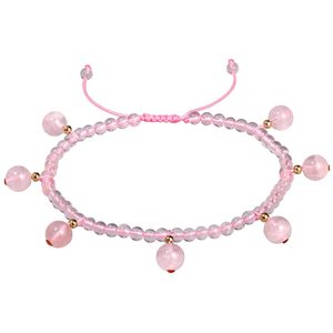Cheville en perles de quartz rose naturel en gros, perles facettées de 3-4 mm, breloques pendantes de 8 mm, cordon réglable pour petites revendeuses, support OEM - Product Image 2