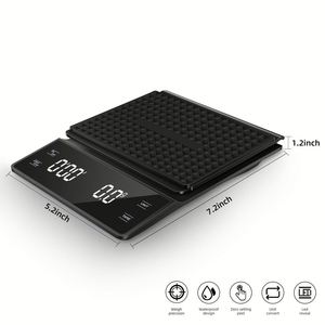 Balance de cuisine pour barista haute précision 3 kg/0,1 g avec écran LCD rétroéclairé, minuteur, fonctionne sur piles, pour expresso, café filtre, unités G/oz/ml - Product Image 6