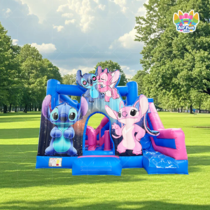 Château gonflable commercial d'extérieur en PVC, motif Stitch, avec toboggan, pour location événementielle et enfants - Product Image 1