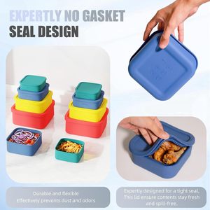 Ensemble de 4 boîtes à lunch en silicone sans BPA |   Contenants alimentaires compatibles micro-ondes et lave-vaisselle (400ml-2200ml) - Product Image 4