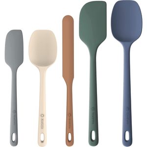 5 Piece Silicone Spatula <b>Set</b> Heat Resistant Neutral Colors Dishwasher Safe - Product Image 1