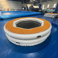 Ocean Yacht dock plate-forme flottante gonflable piscine ronde forme personnalisée couleur plié gonflable eau hamac avec filet