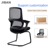 Chaises de bureau modernes en maille pour bureau à domicile et salle de réunion, ergonomiques, pivotantes, faciles à nettoyer, accoudoirs fixes, dossier mi-haut, pieds en arc, base en métal