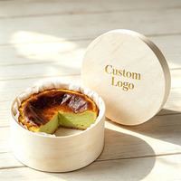 Boîtes à emporter en bois rondes biodégradables avec logo personnalisé, pour gâteaux, cheesecakes, emballages de pâtisserie, boîte cadeau pour mariage