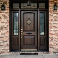 Porte d'entrée à pivot en bois massif avec porte principale Sidelites Porte de maison populaire en bois noir