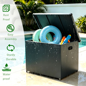 Boîte <span class=keywords><strong>de</strong></span> <span class=keywords><strong>rangement</strong></span> extérieure en métal verrouillable <span class=keywords><strong>de</strong></span> 430 L avec couvercle hydraulique à fermeture douce, montage facile, <span class=keywords><strong>coffre</strong></span> <span class=keywords><strong>de</strong></span> <span class=keywords><strong>rangement</strong></span> étanche avec roulettes - Product Image 3