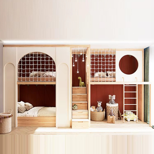 <span class=keywords><strong>Letto</strong></span> a Castello a Tre Letti per Camerette Bambini con Scale, <span class=keywords><strong>Letto</strong></span> a Soppalco a Due Piani, Design Personalizzato per Stanza di Gemelli - Product Image 1