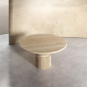 Mesa de comedor redonda de piedra maciza de lujo ligera de diseño contemporáneo nórdico para muebles de recepción y comedor - Product Image 3