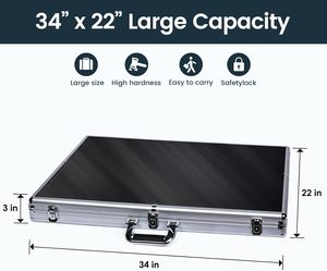 Vitrine d'exposition pour salon professionnel, POIUNA 34" – Vitrine portable de table en aluminium pour cartes de baseball avec serrures, présentoir en acrylique transparent - Product Image 2