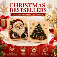 Kit de Peinture Diamant 5D Écologique KS Craft, Motif Père Noël et Sapin de Noël, Perles Spéciales, Décoration de Noël DIY pour la Maison, Cadeau