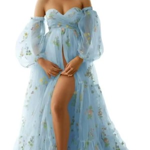 Vestido <span class=keywords><strong>de</strong></span> <span class=keywords><strong>Fiesta</strong></span> Largo con Encaje y Bordado Estilo A <span class=keywords><strong>para</strong></span> Maternidad, Colección 2025 Europea y Americana, <span class=keywords><strong>para</strong></span> Mujeres <span class=keywords><strong>Embarazadas</strong></span>, Comercio Exterior - Product Image 5