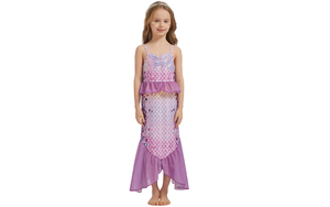 Abito da principessa sirena per bambine, vestito da sirena con stampa di squame scintillanti per bambini da <span class=keywords><strong>3</strong></span> a 10 anni - Product Image 2
