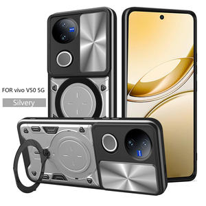 Trending Back Case para Vivo V50 5G/V40 Lite 5G/V50 Lite Slide Window Magnético TPU + PC Smoke Case Anillo a prueba de golpes Kickstand Cover - Product Image 5