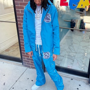 Custom Nylon Sweatsuit Manufacturer Mens <b>Set</b> Zip up Polyester Nylon Jacket Pants Two Piece Windbreaker Tracksuit - Product Image 4
