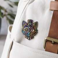 Épinglette en émail dur Steampunk pour le visage, placage arc-en-ciel, badge en alliage de zinc pour vêtements, sacs, cadeaux