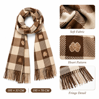 Écharpe d'hiver surdimensionnée à motif de cœur à carreaux pour femmes, châle à franges doux et chaud, accessoire de mode 195x35cm 195x70cm