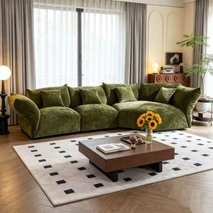 Sofá seccional curvo de terciopelo verde oliva premium, sofá modular extragrande para sala de estar - Product Image 4