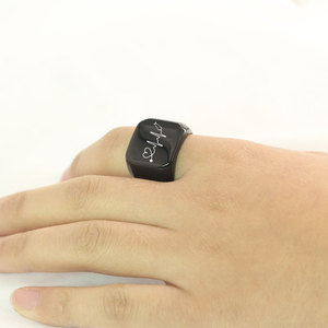 Men's Stainless Steel <b>Ring</b> 18MM Heart ECG Design Laser Engraved Gift Jewelry - Product Image 2