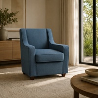 Fauteuil d'appoint moderne rembourré en tissu avec base en bois, idéal pour hôtel et chambre à coucher - Collection 2026