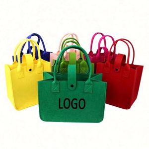 Hot Selling Portable Solid Color Storage Reusable Large Capacity <b>Thick</b> Custom Shopping <b>Felt</b> Tote Bag With Sling - Product Image 2