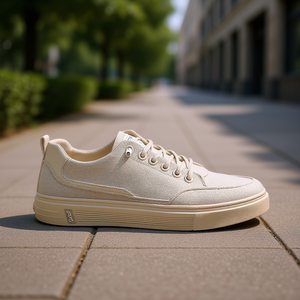 Chaussures décontractées en toile pour hommes Sant, bout rond, lacets, doublure en coton respirant, semelle en caoutchouc, style marche toutes saisons - Product Image 2