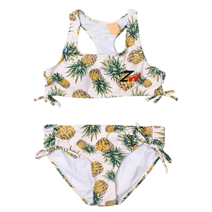 Custom <b>Girls</b> Colorful Print Ruffled <b>Swimwear</b> Beachwear 2-Piece Pants Set Stretch Quick Dry Fashion - Product Image 1