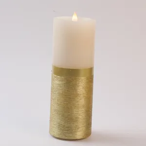 Gold Silberne Malerei Kerze LED Flackernde 3D bewegliche schwarze Docht Kerzen leistung von Batterie Wachs LED Kerzenlicht