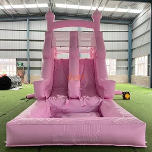 Castillo Inflable Pastel <span class=keywords><strong>con</strong></span> Tobogán, Castillo Inflable Princesa <span class=keywords><strong>Rosa</strong></span> para Niñas, Tobogán Doble <span class=keywords><strong>con</strong></span> Deslizamiento en Seco/Húmedo, Hpfburg - Product Image 2