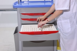 Carro de soporte de anestesia ABS moderno y compacto, bandejas de medicamentos transparentes, segregación de residuos, bloqueo Individual para Hospital, comedor, escuela - Product Image 4