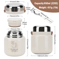 Bocal à nourriture thermique à double paroi avec cuillère de récipient alimentaire isolée sous vide de conception classique pour les enfants pour le voyage et l'école