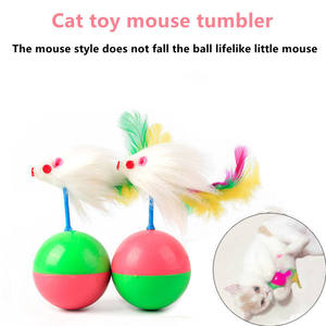 Juguete interactivo para gatos más vendido: Ratón de peluche colorido, juguete giratorio para gatos, pelota chirriante con cascabel y ratón de piel. - Product Image 2