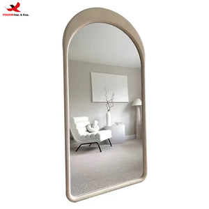 Miroir mural arqué blanc style bois, très demandé, pour salon de coiffure, poste de coiffage, miroir de coiffeur GZ RTS, commande en gros mixte - Product Image 1