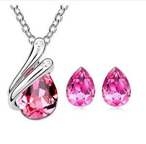 HA1224 Venta al por mayor de joyería de cristal de lágrima de moda conjunto de collar y pendientes conjunto de joyería europea y americana - Product Image 5