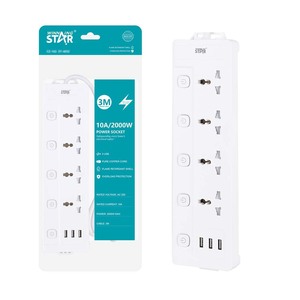 Multiprise Winning Star 5 prises 3 ports USB Câble 3M 10A 2000W Coque ignifuge Utilisation bureau et domicile - Product Image 1